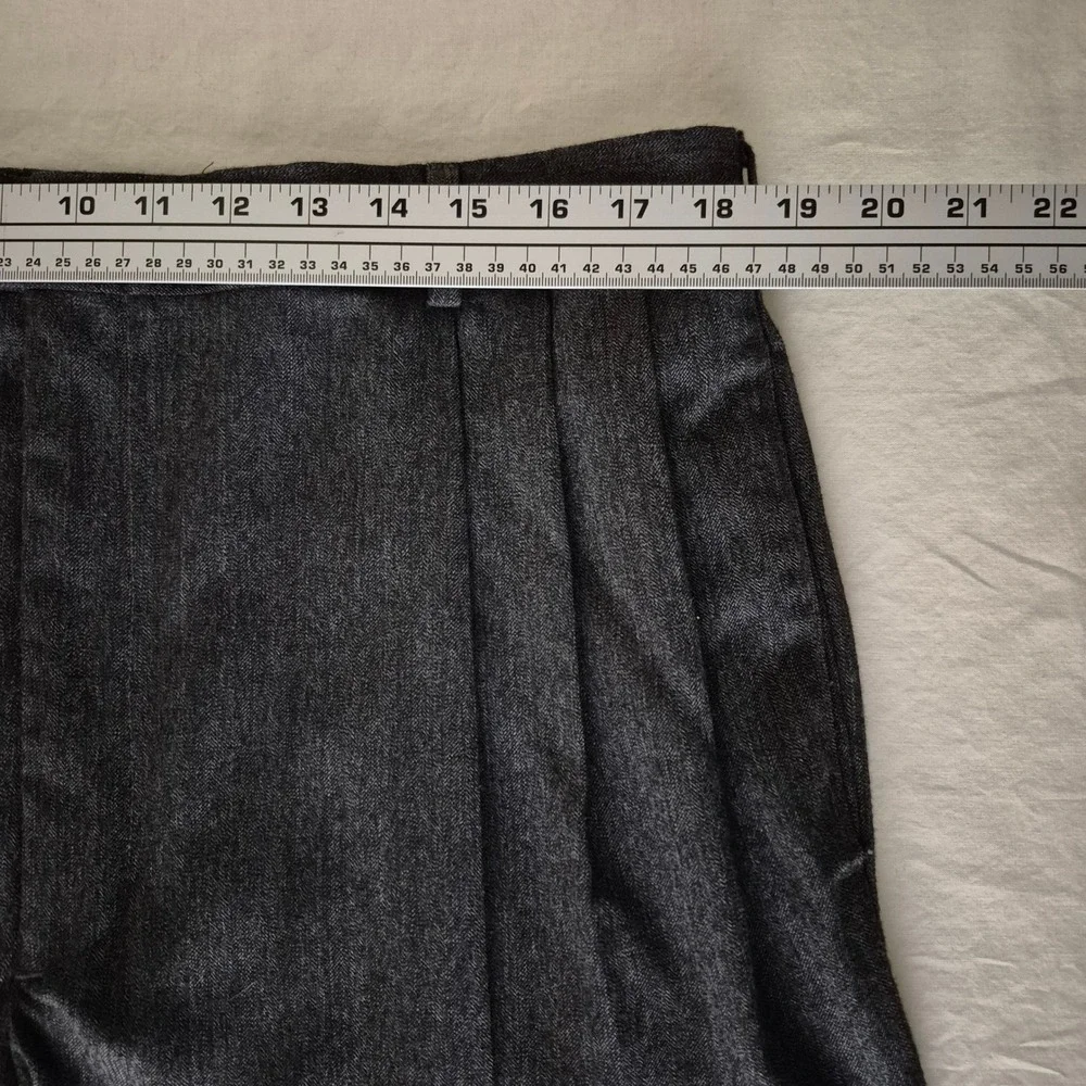 Vtg Slates Mens Charcoal Gray Pleated Cuffed Dress Pants Wool Blend 38x32